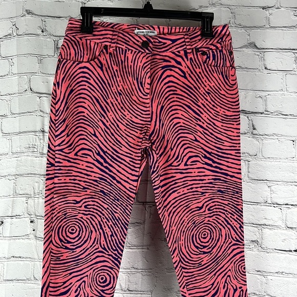 Opening Ceremony Denim - NEW Opening Ceremony fingerprint skinny jeans petal pink animal print size 2